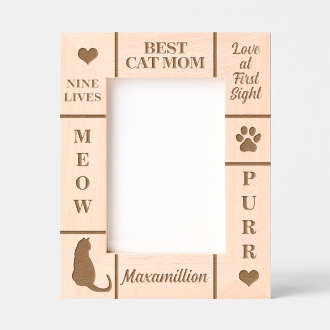 Portrait 5x7 BEST Cat MOM Ever Custom Name Engraved Frames (Front)