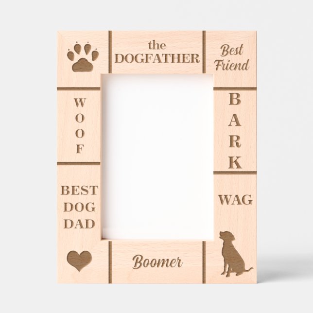 Portrait 5x7 BEST Dog DAD Ever Custom Name Engraved Frames (Front)