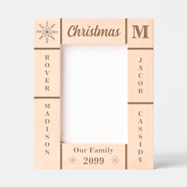 Portrait 5x7 Christmas Our Family Personalized Engraved Frames (Front)