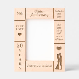 Portrait 5x7 Golden 50th Wedding Anniversary Engraved Frames