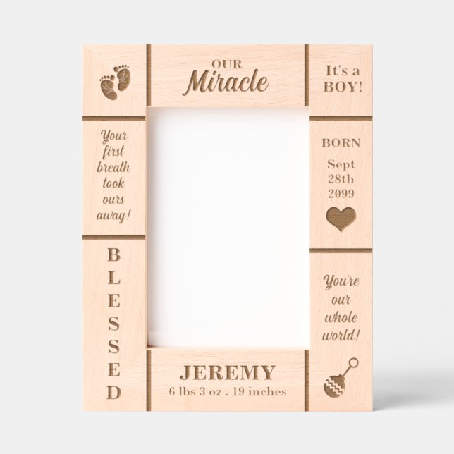 Portrait 5x7 New Baby Personalized Engraved Frames (Front)