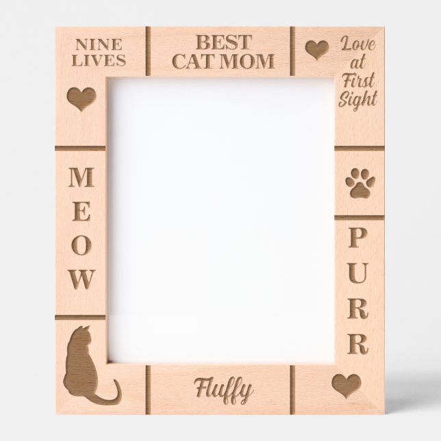 Portrait 8x10 BEST Cat MOM Ever Custom Name Engraved Frames (Front)