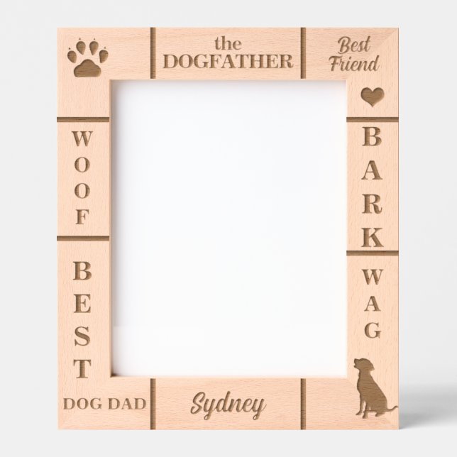 Portrait 8x10 BEST Dog DAD Ever Custom Name Engraved Frames (Front)