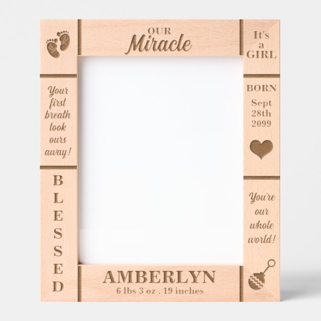 Portrait 8x10 New Baby Personalized Engraved Frames (Front)