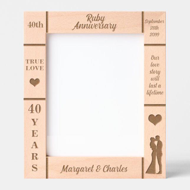 Portrait 8x10 Ruby 40th Wedding Anniversary Engraved Frames (Front)
