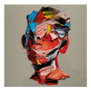 portrait, abstraction, watercolor, art poster