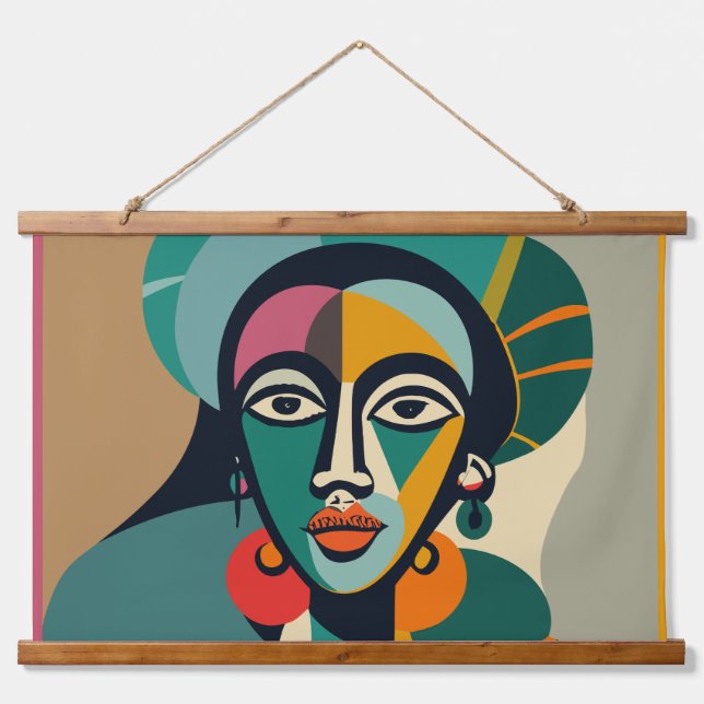 portrait african mask colore hanging tapestry (Front)