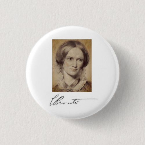 Portrait and signature of Charlotte Bront Button