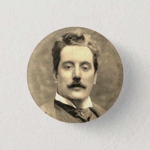 Portrait and Signature of Giacomo Puccini Button