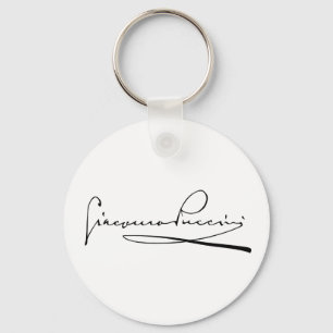 Portrait and Signature of Giacomo Puccini Keychain