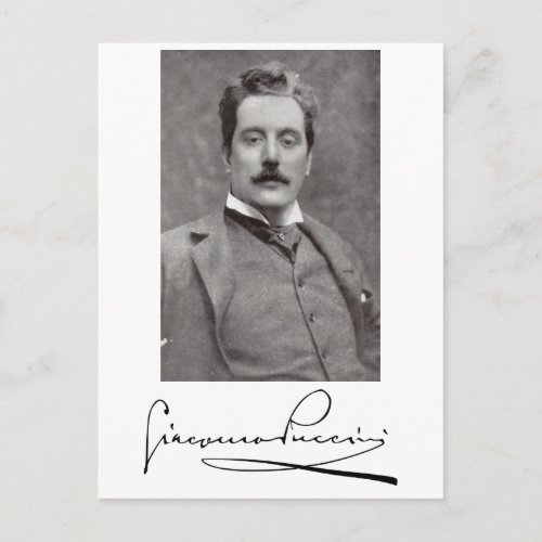 Portrait and Signature of Giacomo Puccini Postcard