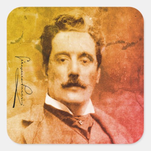 Portrait and Signature of Giacomo Puccini Square Sticker