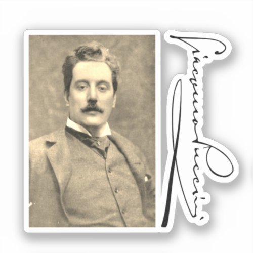 Portrait and Signature of Giacomo Puccini Sticker