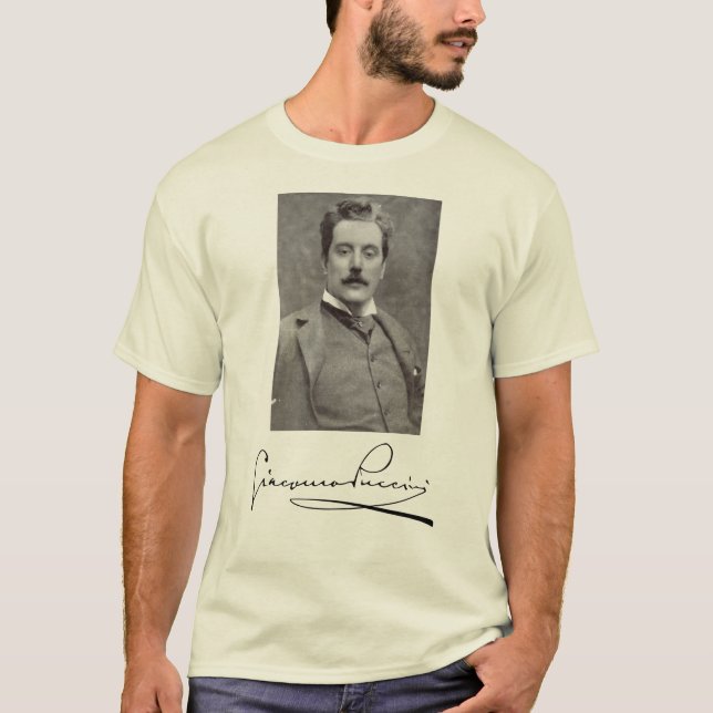 Portrait and Signature of Giacomo Puccini T-Shirt (Front)