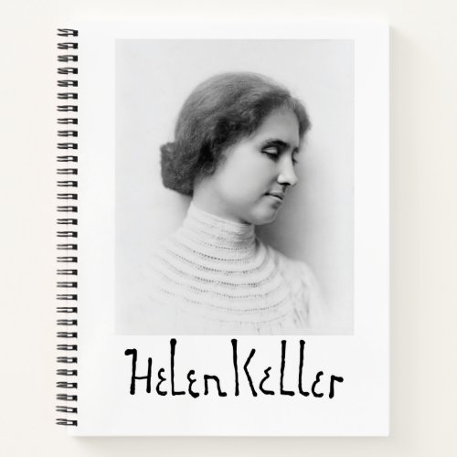 Portrait and signature of Hellen Keller Notebook