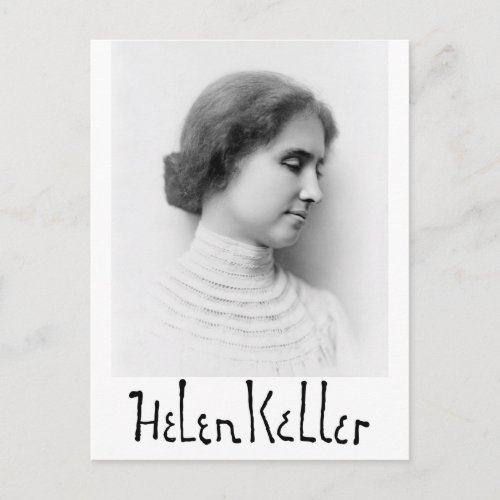 Portrait and signature of Hellen Keller Postcard