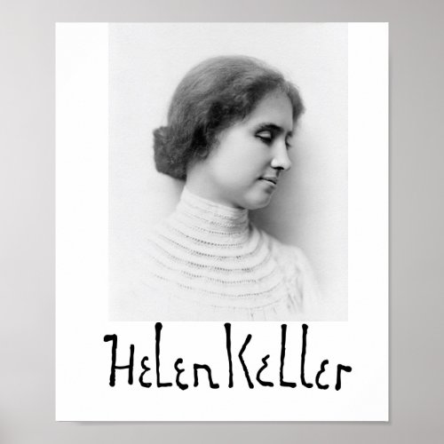 Portrait and signature of Hellen Keller Poster