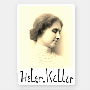 Portrait and signature of Hellen Keller Sticker