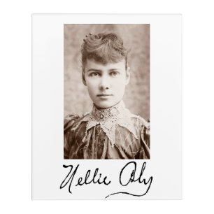 Portrait and signature of Nellie Bly Acrylic Print