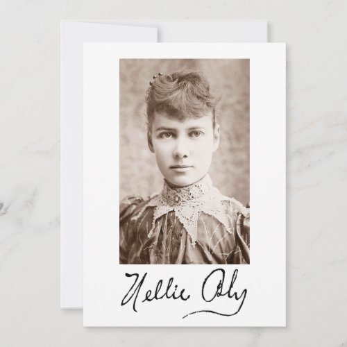 Portrait and signature of Nellie Bly Invitation