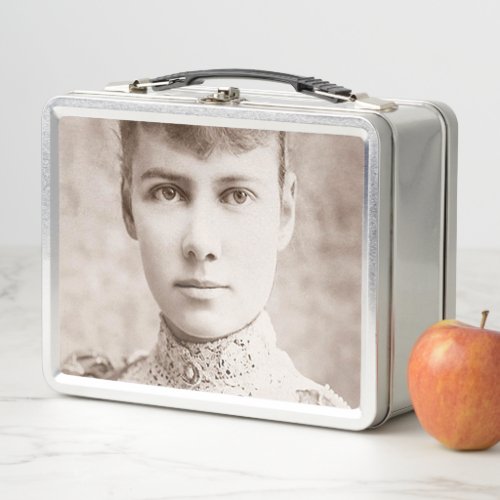 Portrait and Signature of Nellie Bly Metal Lunch Box