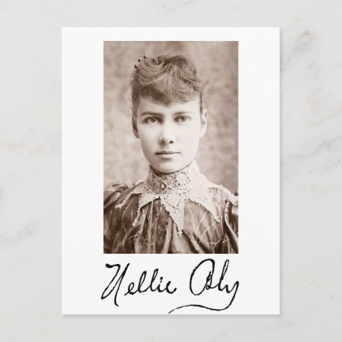 Portrait and Signature of Nellie Bly Postcard