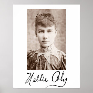 Portrait and signature of Nellie Bly Poster