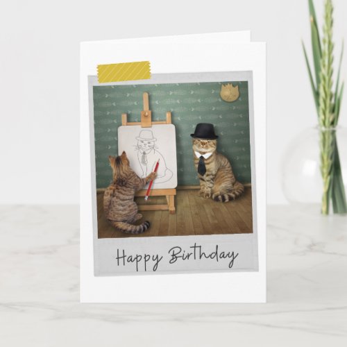 Portrait Art Cats Funny Birthday Card