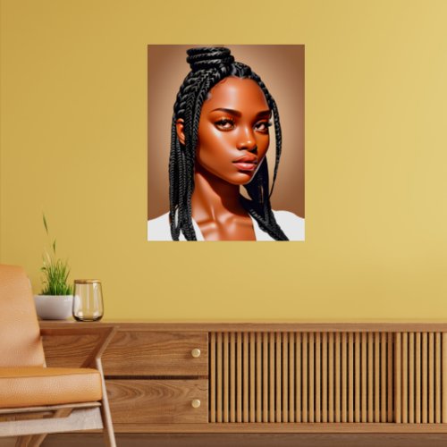 Portrait Beautiful Brown_Skinned Lady Braids  Poster