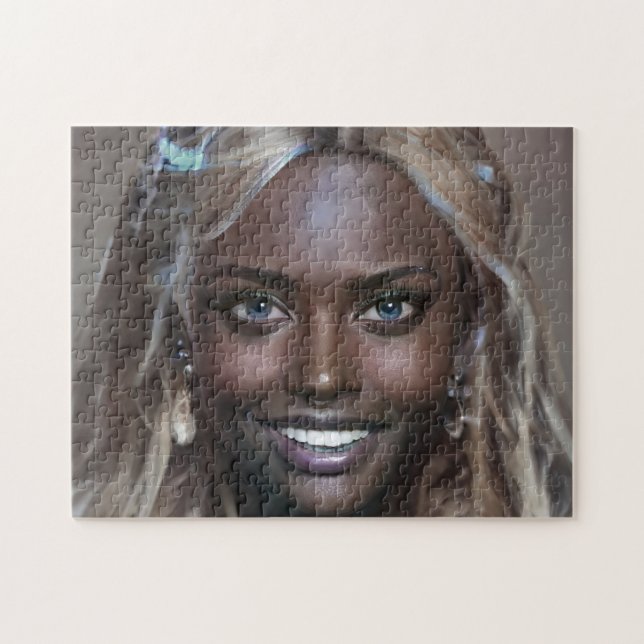 Portrait Brunette Blonde Smile Teeth Young Woman Jigsaw Puzzle (Horizontal)