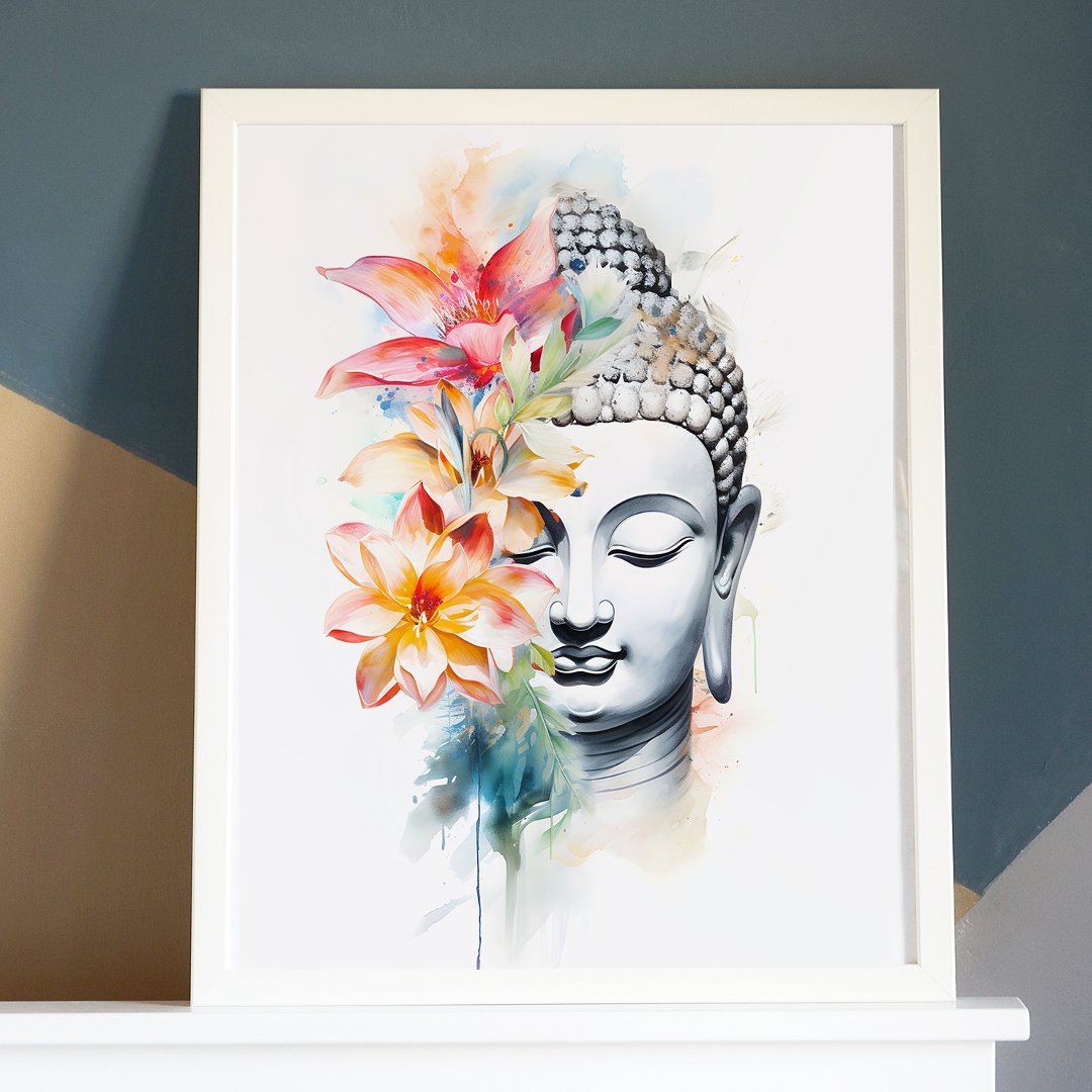 Portrait Buddha Charcoal Watercolor Art Poster (Portrait            Buddha Charcoal Watercolor Art Poster)