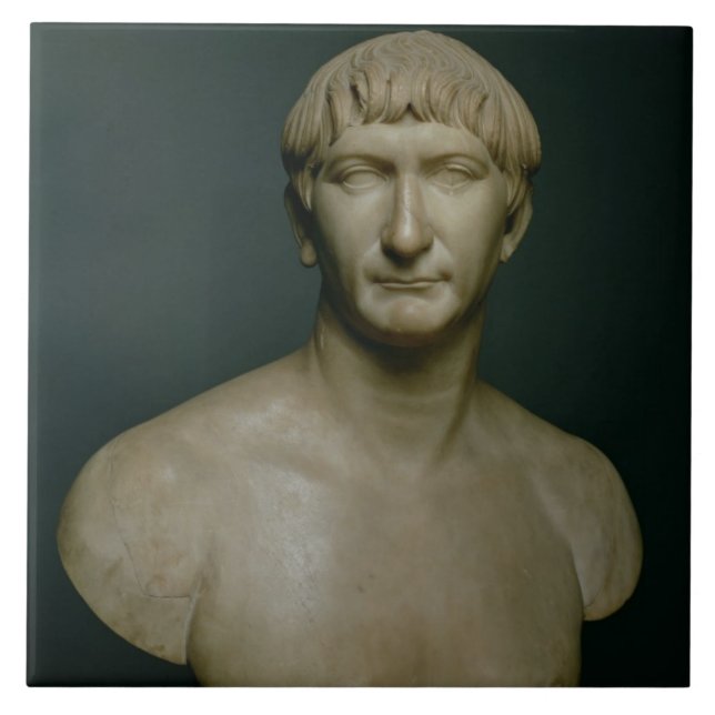 Portrait bust of emperor Trajan (53-117 AD) 1st-2n Ceramic Tile (Front)