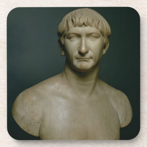 Portrait bust of emperor Trajan 53_117 AD 1st_2n Coaster