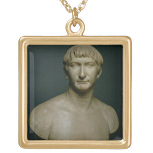 Portrait bust of emperor Trajan (53-117 AD) 1st-2n Gold Plated Necklace