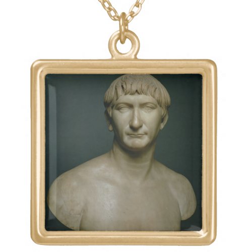 Portrait bust of emperor Trajan 53_117 AD 1st_2n Gold Plated Necklace