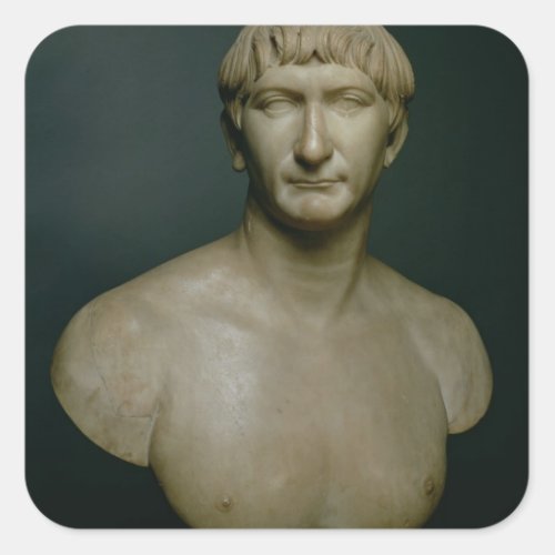 Portrait bust of emperor Trajan 53_117 AD 1st_2n Square Sticker