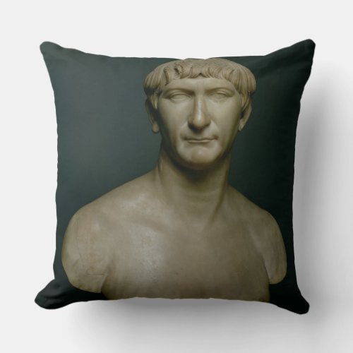 Portrait bust of emperor Trajan 53_117 AD 1st_2n Throw Pillow