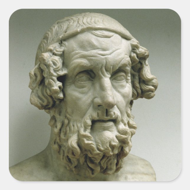 Portrait bust of Homer Square Sticker (Front)