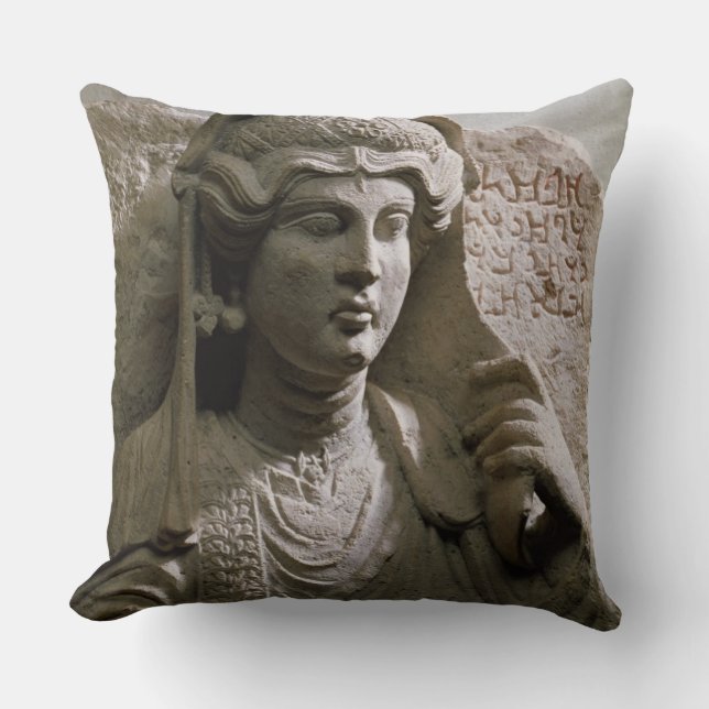 Portrait bust tomb relief, Roman, c.2nd/3rd centur Throw Pillow (Front)