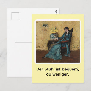 Portrait by Dora Wheeler with a cheeky slogan Postcard