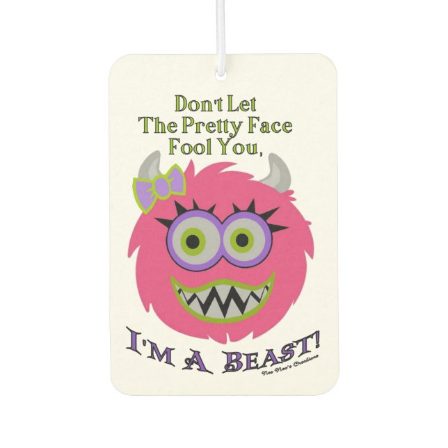 Portrait Car Air Freshener - Pretty Face Beast (Front)