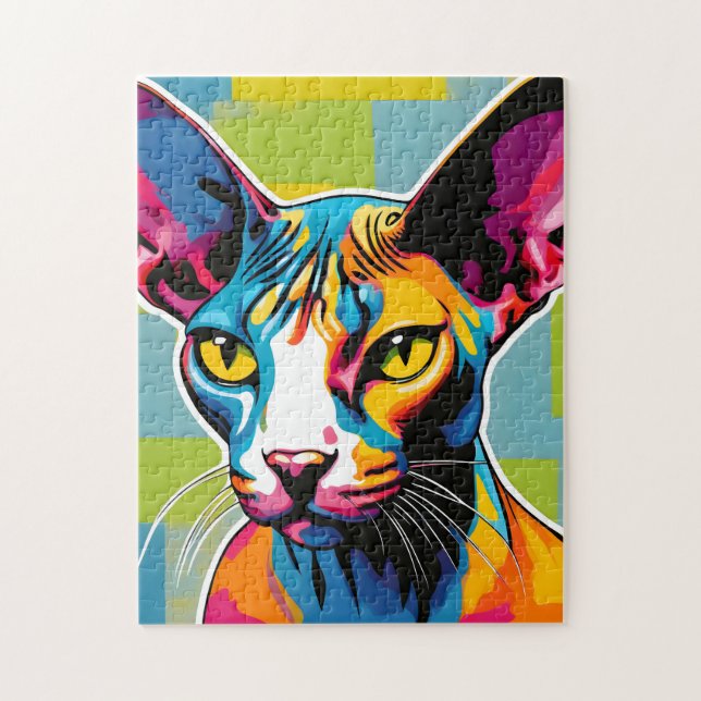 Portrait Cat Sphynx Pop Art Jigsaw Puzzle (Vertical)
