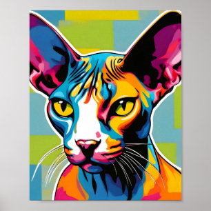 Portrait Cat Sphynx Pop Art Poster