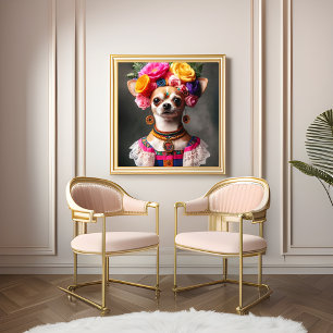 Portrait Chihuahua Frida Kalo Museum masterpiece Poster