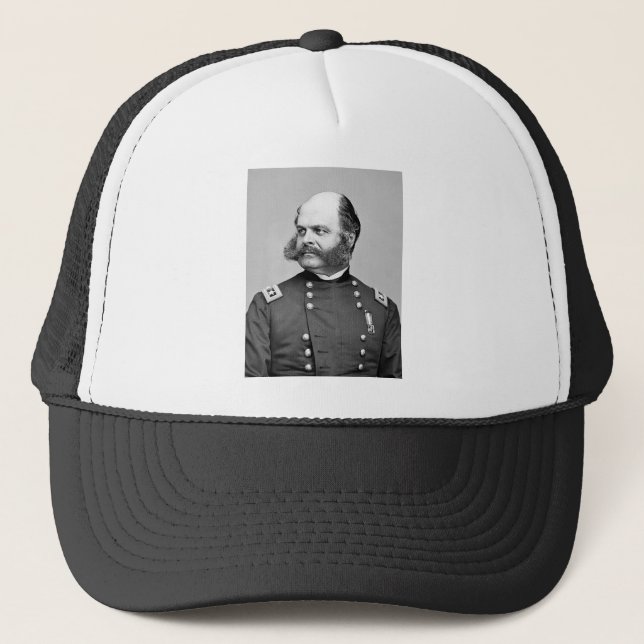 Portrait Civil War General Ambrose E. Burnside Trucker Hat (Front)