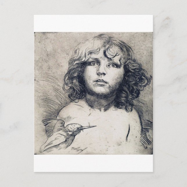 Portrait (Copper print), Alphonse Mucha Postcard (Front)