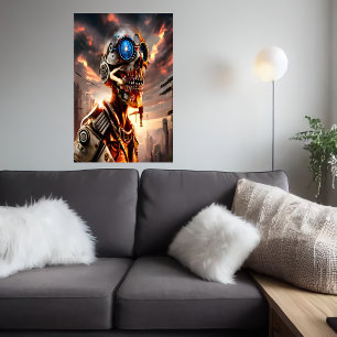 Portrait Cyberpunk skeleton   AI Art Poster