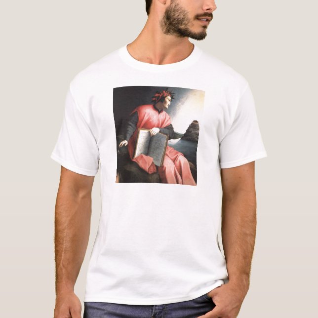 Portrait Dante with Book The Divine Comedy prints T-Shirt (Front)