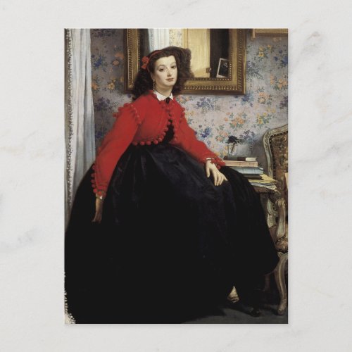 Portrait de Jeune Femme en Veste Rouge Postcard