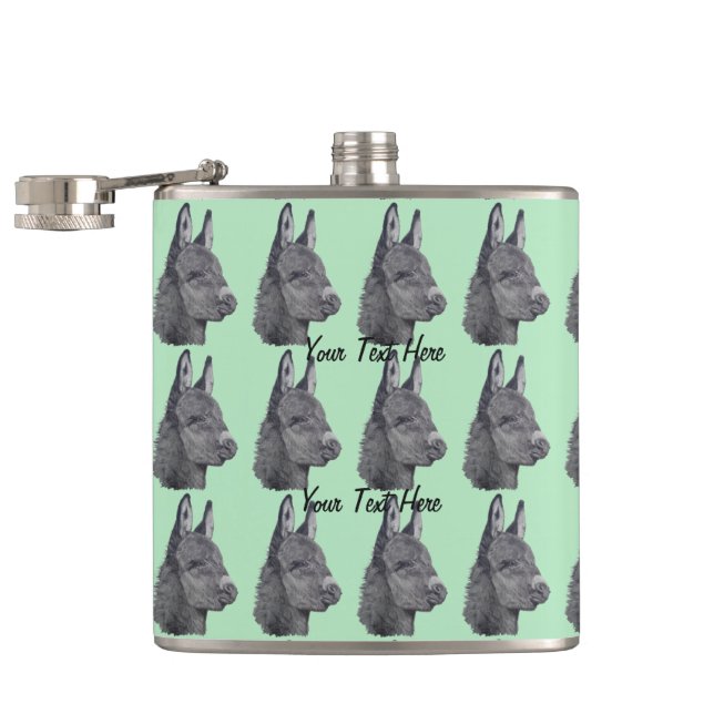 portrait drawing of  very cute donkey flask (Opened)